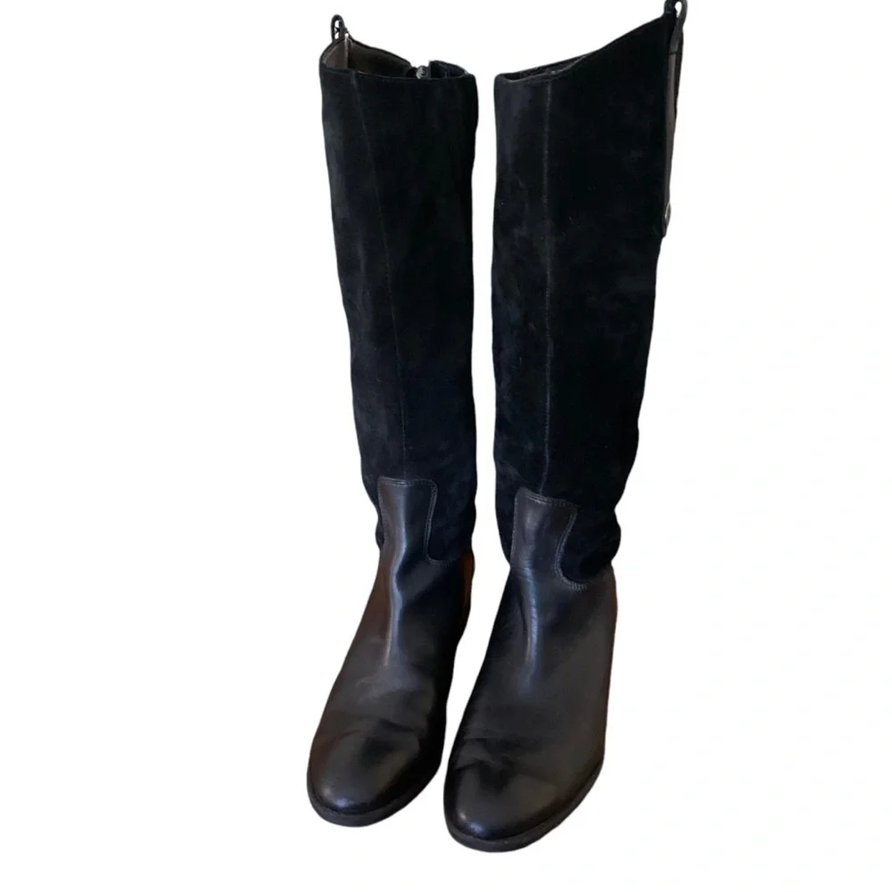 Sam Edelman Pembrooke Black Suede & Leather Knee-High Riding Boots Sz 8.5